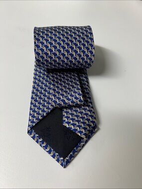 Jos. A. Bank Navy Blue Tie Cream Geometric Pattern silk men’s tie